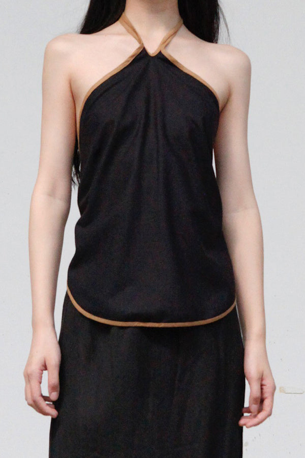 BASERANGE 25 Spring/Summer France Silk Toma Top Strap Vest BAS-TOMA-WS-AU23-HEI Black